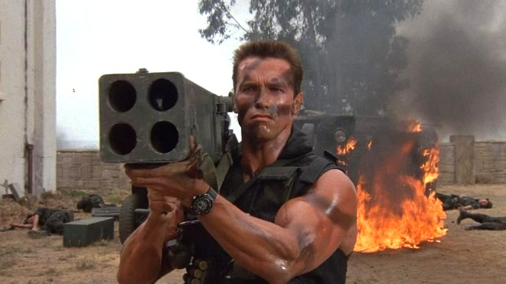 Commando (1985) — Arnold Schwarzenegger as John Matrix in a Classic Action Scene
